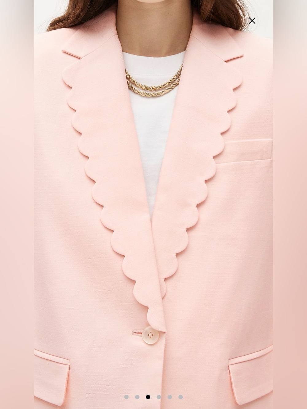 J.Crew Gamine Scallop-Trim Blazer Gramercy Linen Blend Pink Size L NWT - Picture 8 of 14